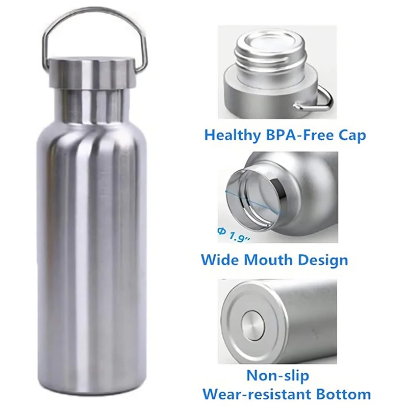JUNSUNMAY Garrafa de Água de Aço Inoxidável 304 de Boca Larga de 500 ML (Livre de BPA, Sem Certificação FDA)