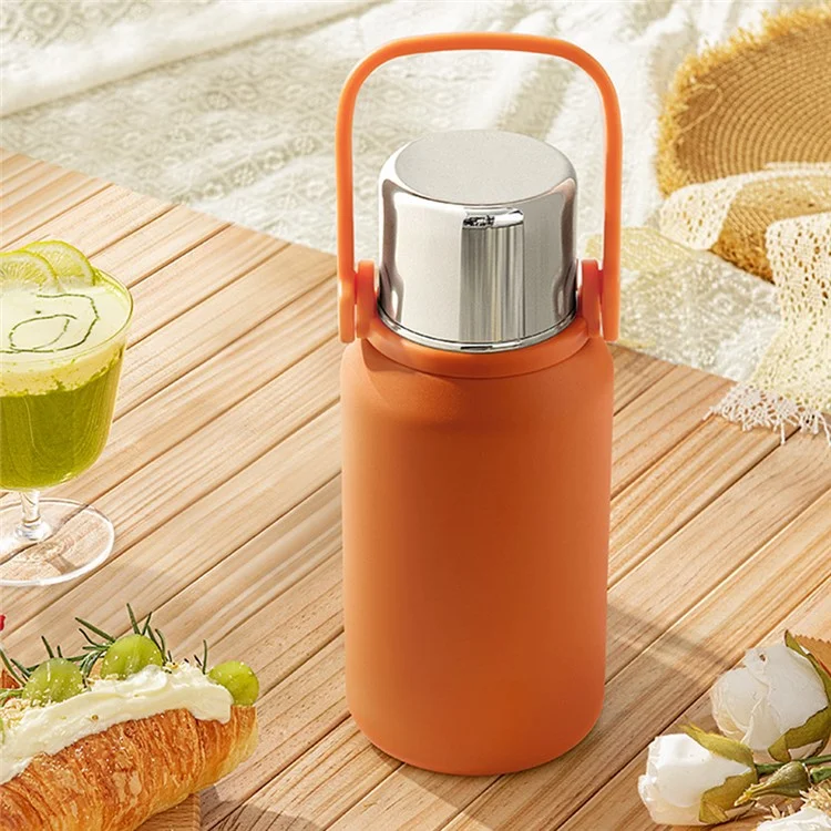 1000ml Outdoor Insulated Kettle Stainless Steel Water Cup with Long Strap (BPA Free, No FDA Certificate) - Orange