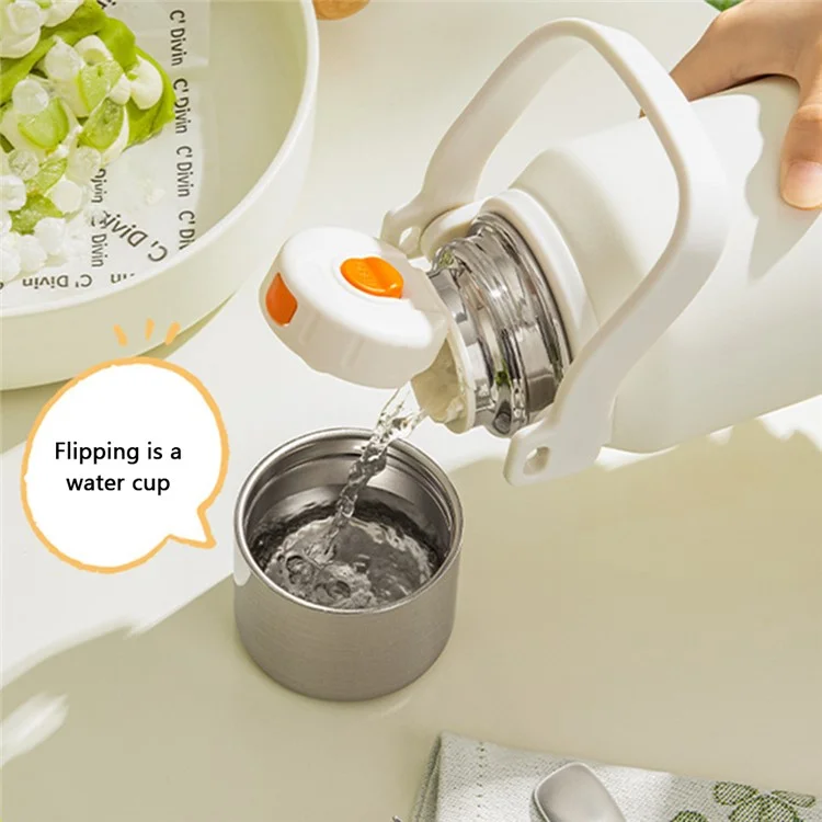 1000ml Outdoor Insulated Kettle Stainless Steel Water Cup with Long Strap (BPA Free, No FDA Certificate) - Orange