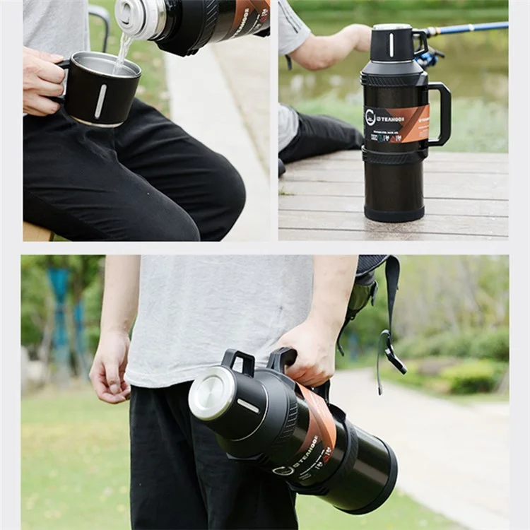 TEAHOO 3.0L Leak Proof 304 Stainless Steel Insulated Cup Water Bottle (BPA Free, No FDA) - Noir