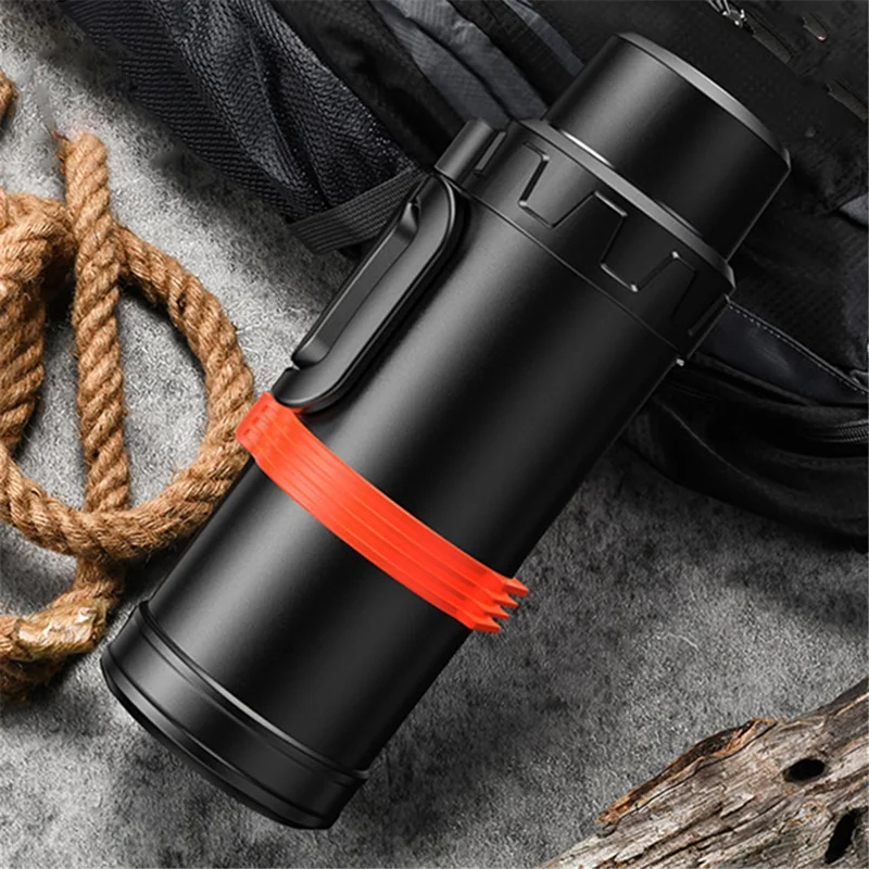 TEAHOO 2000ML 316 Stainless Steel Insulated Cup Foldable Handle Water Bottle (BPA-Free, No FDA) - Black