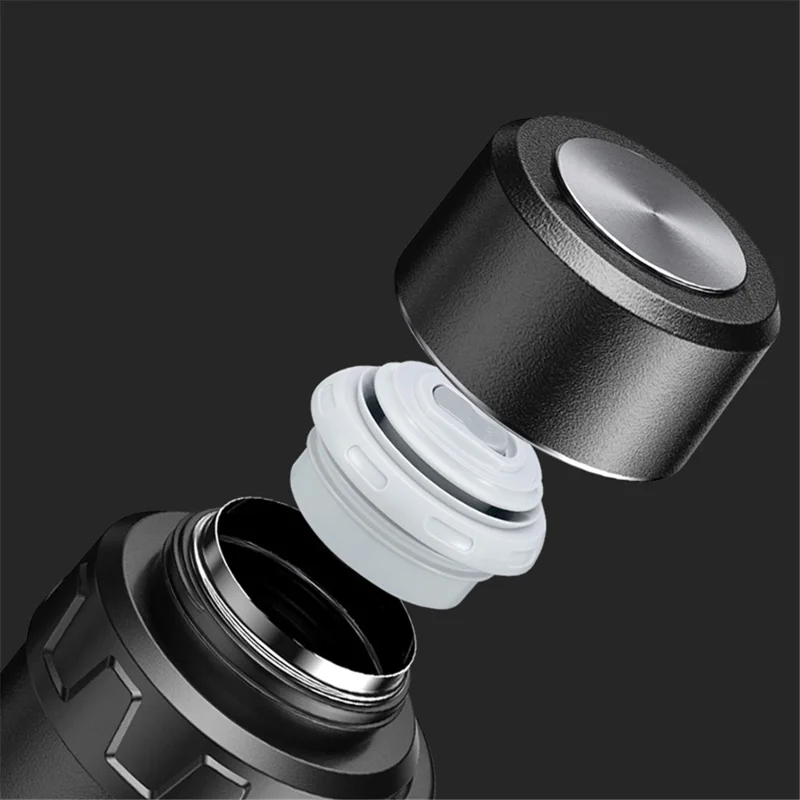 TEAHOO 2000ML 316 Stainless Steel Insulated Cup Foldable Handle Water Bottle (BPA-Free, No FDA) - Black