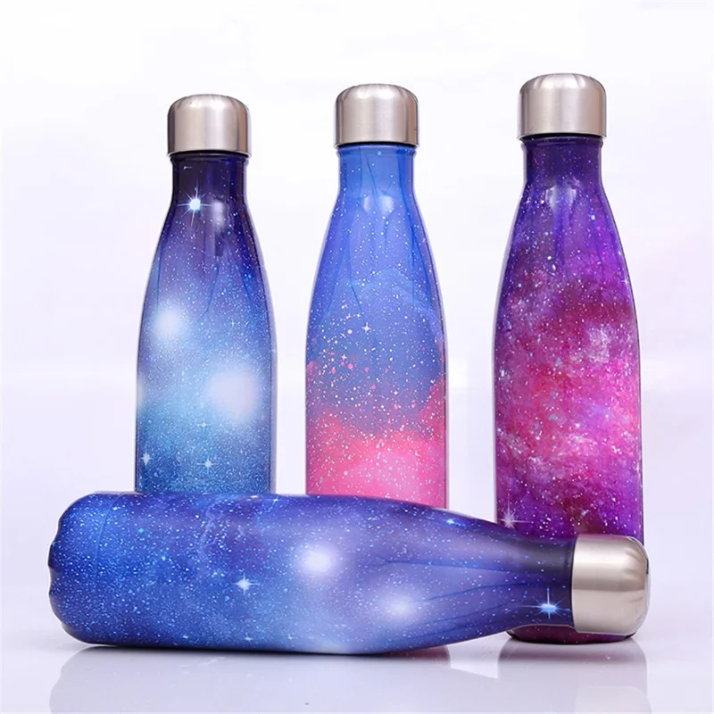 500ml 304 Edelstahl Isolierbecher Wärmeübertragungsdruck Wasserflasche (BPA-frei, mit FDA-Zertifikat) - Rainbow Cloud
