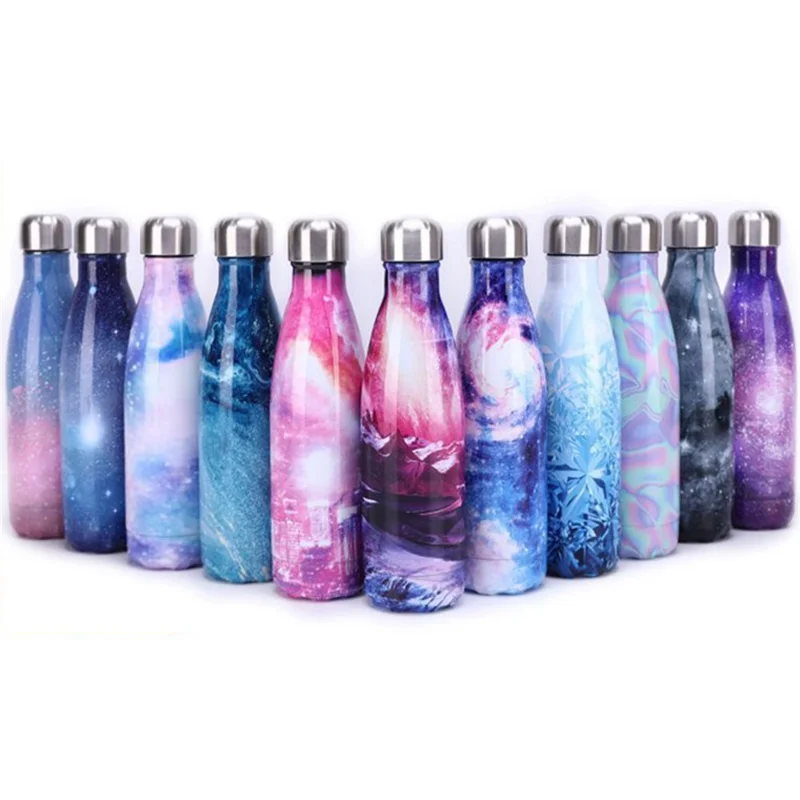 500ml 304 Edelstahl Isolierbecher Wärmeübertragungsdruck Wasserflasche (BPA-frei, mit FDA-Zertifikat) - Rainbow Cloud