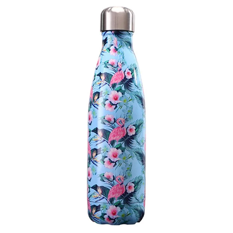 500ml Muster Druck Enger Mund 304 Edelstahl Vakuumisolierte Wasserflasche (BPA-frei, mit FDA) - Blaubird