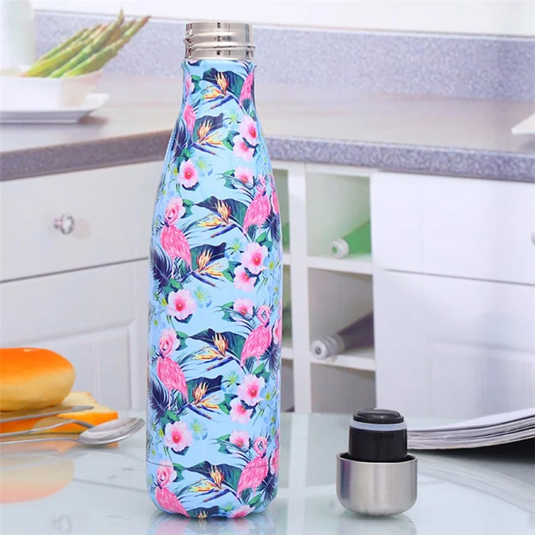 500ml Muster Druck Enger Mund 304 Edelstahl Vakuumisolierte Wasserflasche (BPA-frei, mit FDA) - Blaubird