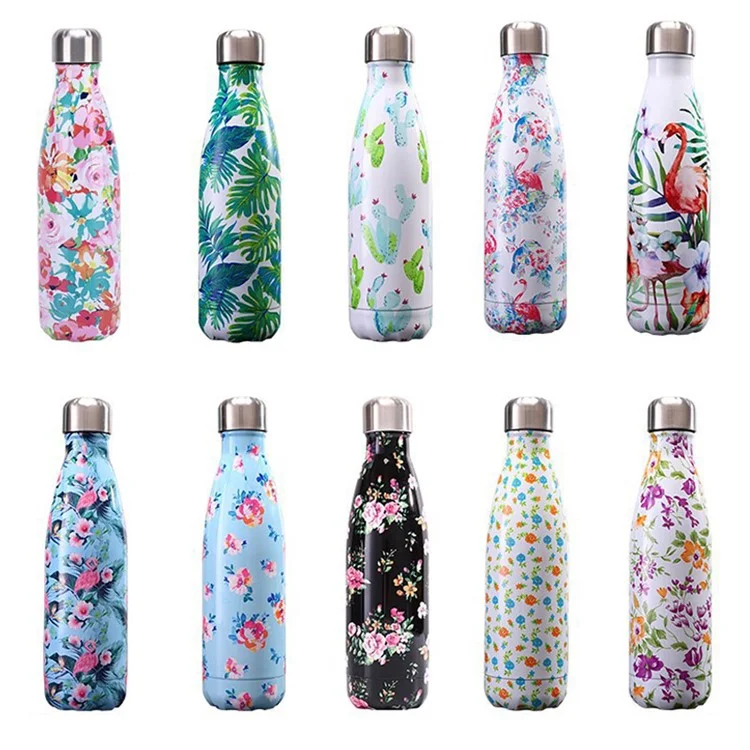 500ml Muster Druck Enger Mund 304 Edelstahl Vakuumisolierte Wasserflasche (BPA-frei, mit FDA) - Blaubird