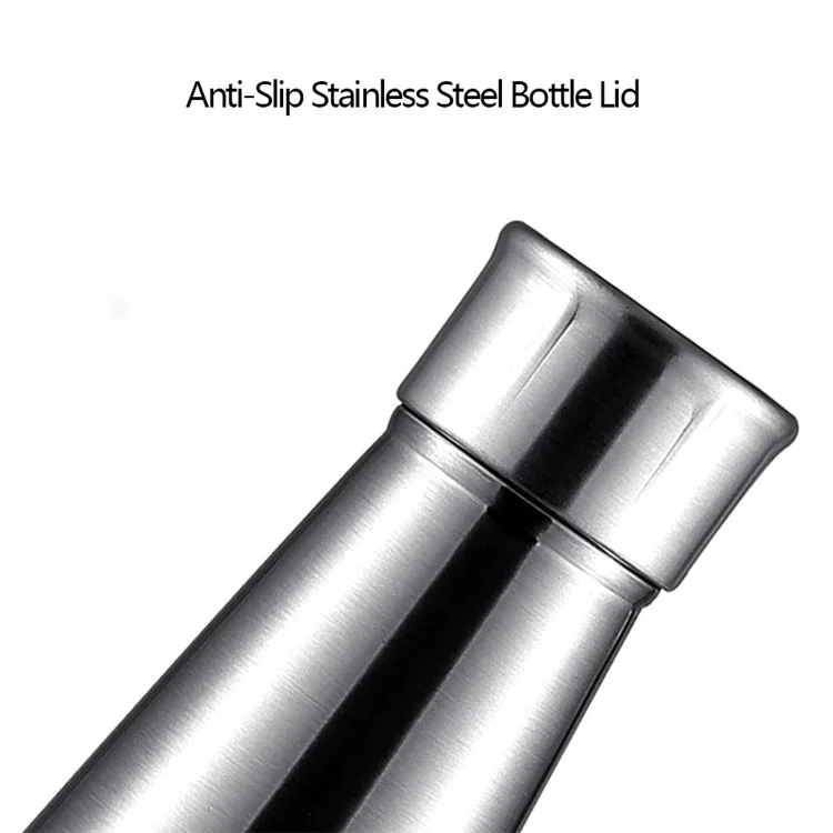 500ml 304 Stainless Steel Vacuum Insulated Cup Taper Water Bottle for Outdoor Sports (BPA Free, with FDA) - Silver