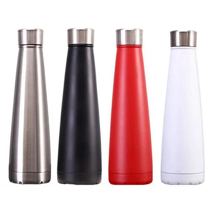 500ml 304 Stainless Steel Vacuum Insulated Cup Taper Water Bottle for Outdoor Sports (BPA Free, with FDA) - Silver