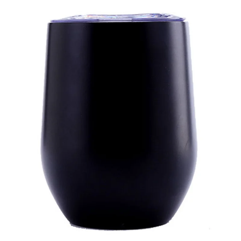 360ml Large Belly Coffee Mug 304 Stainless Steel Eggshell Insulation Cup, No Silver Edge (BPA Free, with FDA) - Black