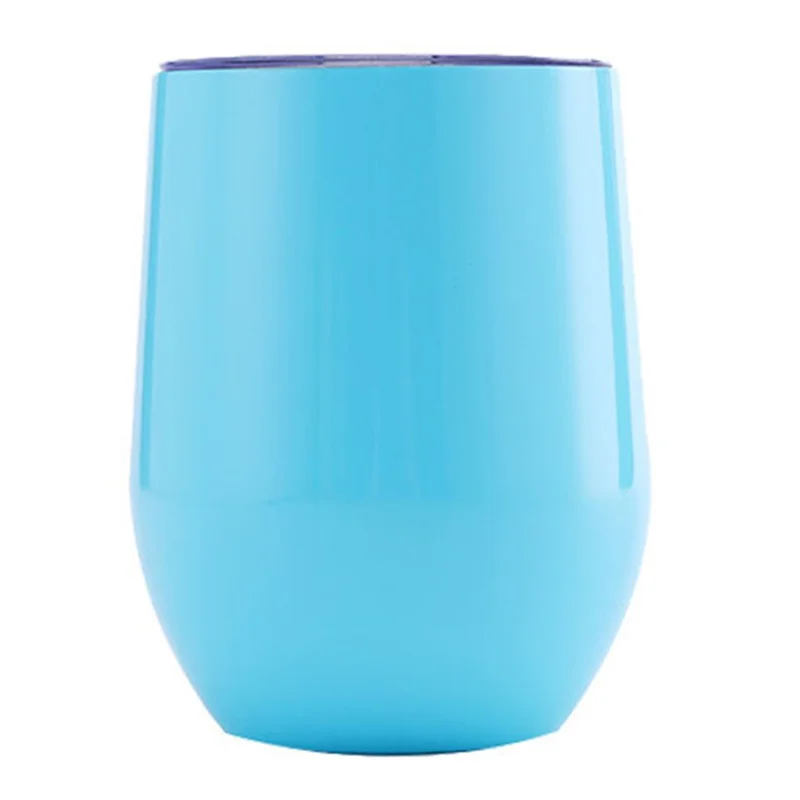 360ml Large Belly Coffee Mug 304 Stainless Steel Eggshell Insulation Cup, No Silver Edge (BPA Free, with FDA) - Azure Blue