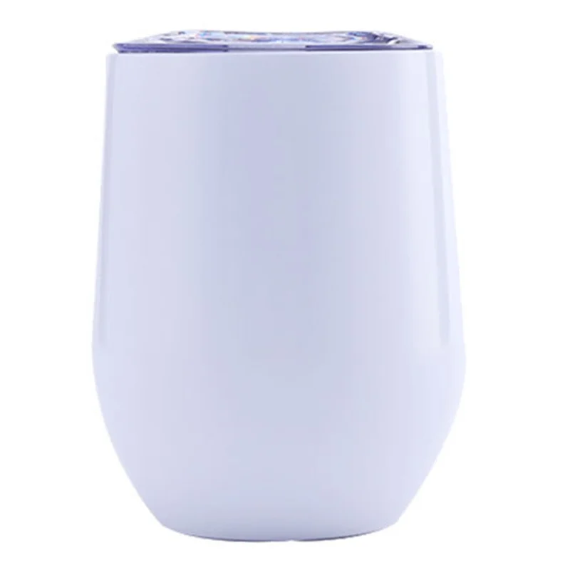 360ml Large Belly Coffee Mug 304 Stainless Steel Eggshell Insulation Cup, No Silver Edge (BPA Free, with FDA) - White