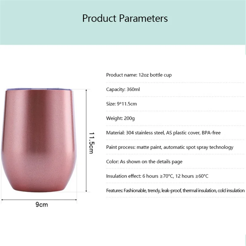 360ml Large Belly Coffee Mug 304 Stainless Steel Eggshell Insulation Cup, No Silver Edge (BPA Free, with FDA) - White