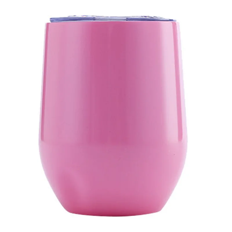 360ml Large Belly Coffee Mug 304 Stainless Steel Eggshell Insulation Cup, No Silver Edge (BPA Free, with FDA) - Peach Pink