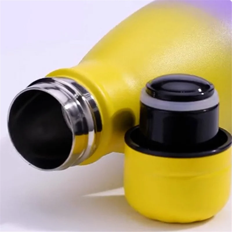 500ml Narrow Mouth Gradient 304 Stainless Steel Vacuum Insulated Sports Water Bottle (BPA Free, with FDA) - Yellow+Orange+Pink