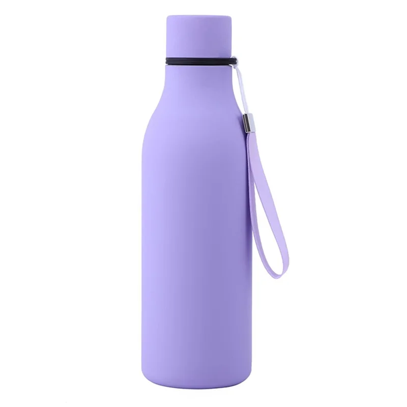 Bottiglia d'acqua isolata sottovuoto da 550 ml in acciaio inossidabile 304 con tazza e cordino (senza BPA, con approvazione FDA) - Taro Viola
