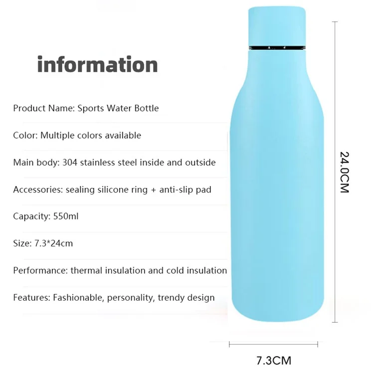 Tasse de sport de plein air en acier inoxydable 304 de 550 ml avec isolation sous vide (sans BPA, avec homologation FDA) - Vermillon