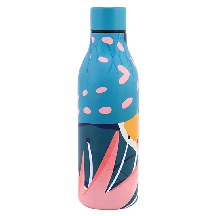 550ml Geometrisches Muster 304 Edelstahl Vakuumisolierte Wasserflasche (BPA-frei, mit FDA-Zulassung) - Cyan
