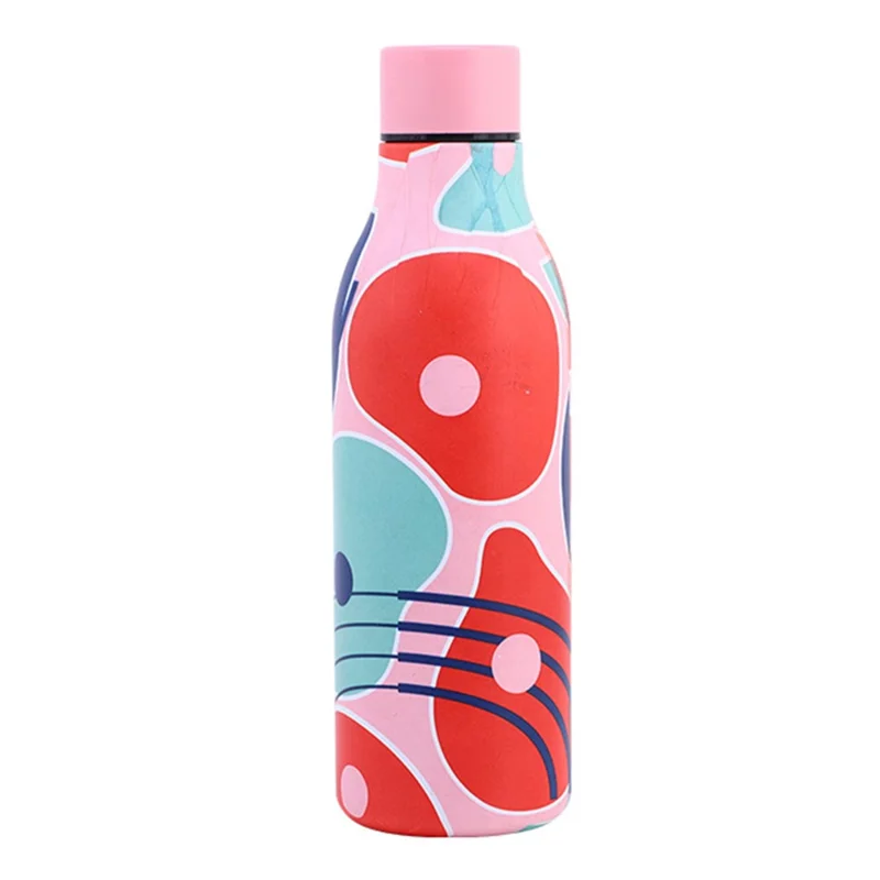 550ml Geometry Pattern 304 Stainless Steel Cup Vacuum Insulated Water Bottle (BPA Free, with FDA) - Pink