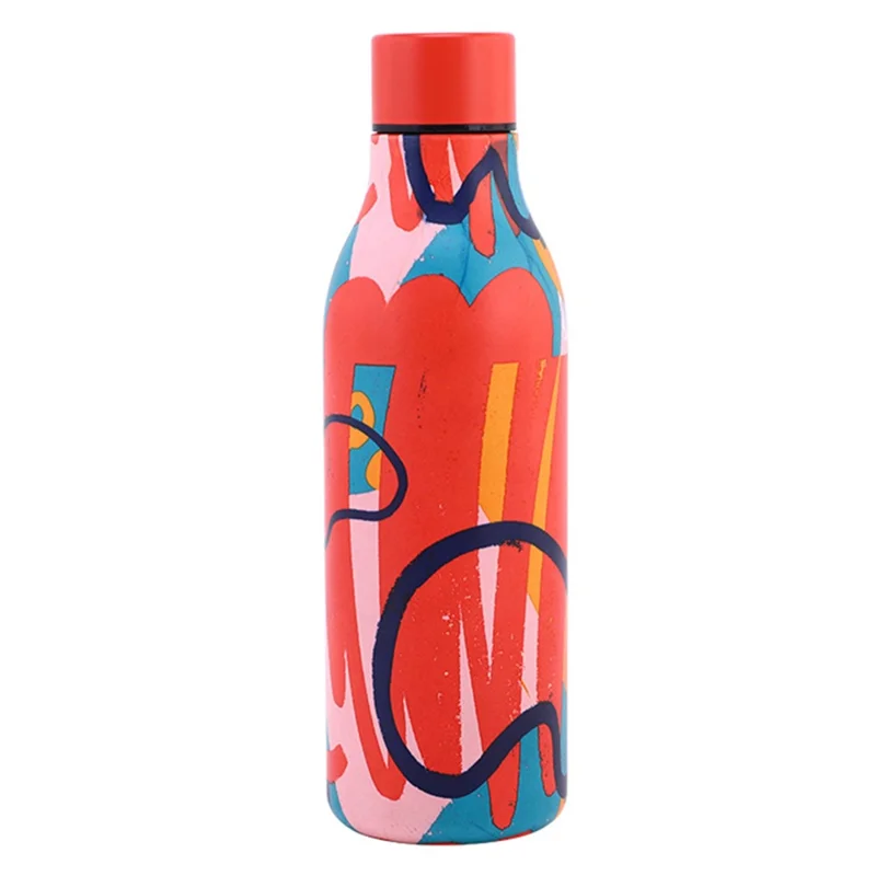 550ml Geometry Pattern 304 Stainless Steel Cup Vacuum Insulated Water Bottle (BPA Free, with FDA) - Red