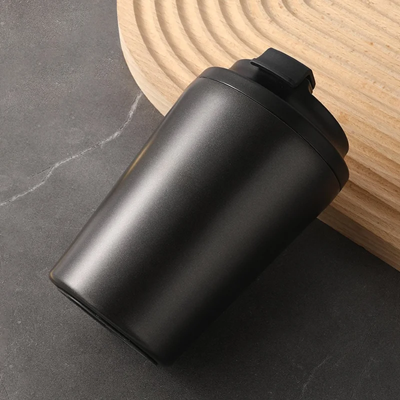 350ml 304 Stainless Steel Vacuum Insulated Cup Coffee Mug with Scale (BPA Free, No FDA) - Black