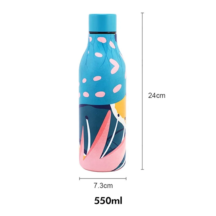 Junsunmay 550ml Patrón Geométrico 304 Botella de Agua Con Aislamiento de Vacío de Acero Inoxidable (sin Bpa, Sin FDA) - Azul