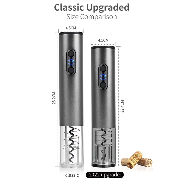 SW-C006U Rechargeable Design Electric Wine Opener Foil Cutter Reusable Wine Opener Gift for Home Kitchen Party Bar - Grey