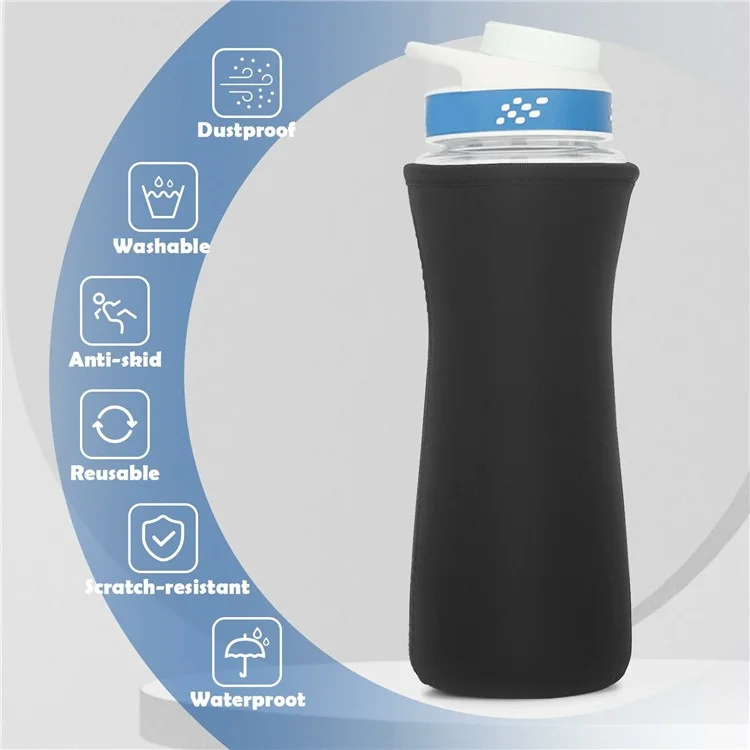 Para Cirkul 22oz Botella de Agua Cubierta Protectora de Humedad Absorbente Manga de Neopreno Aislada - Negro