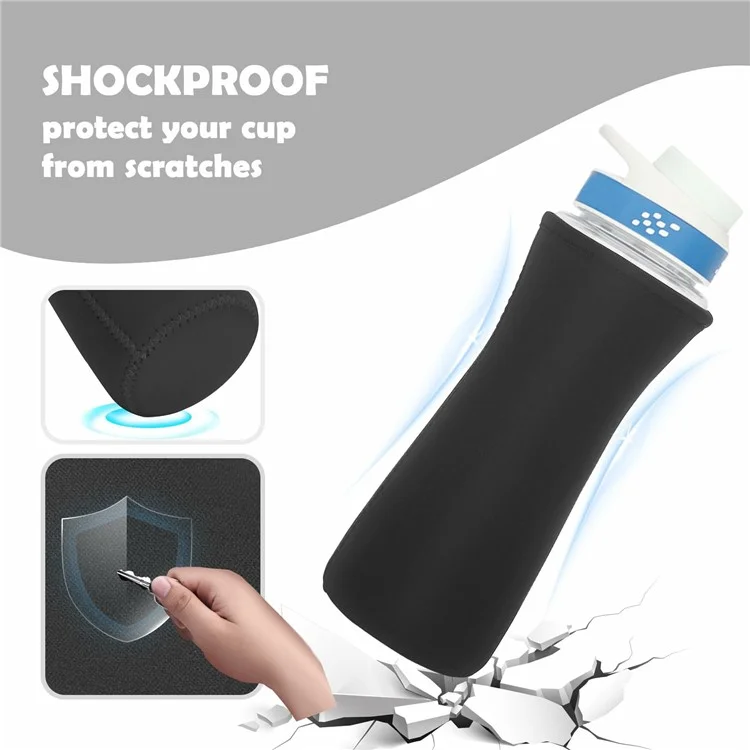 Para Cirkul 22oz Botella de Agua Cubierta Protectora de Humedad Absorbente Manga de Neopreno Aislada - Negro