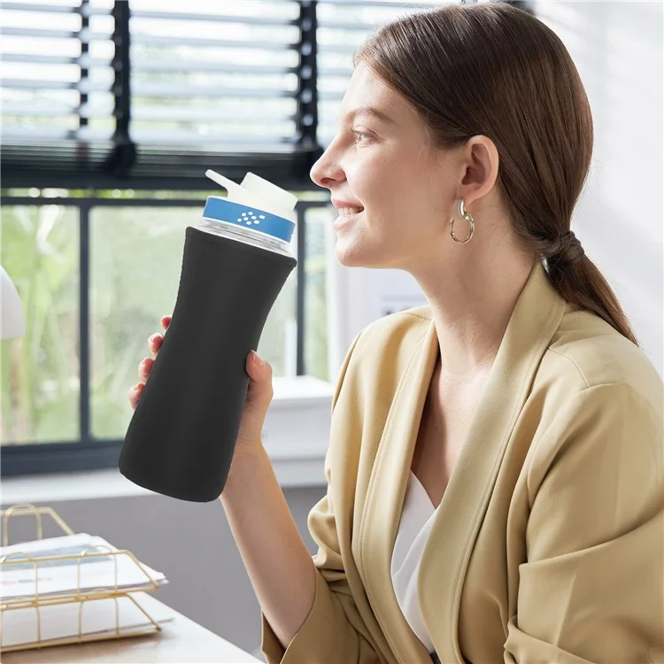 Para Cirkul 22oz Botella de Agua Cubierta Protectora de Humedad Absorbente Manga de Neopreno Aislada - Negro