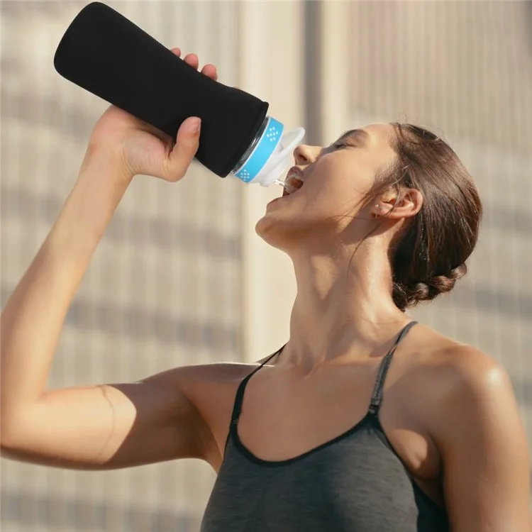 Para Cirkul 22oz Botella de Agua Cubierta Protectora de Humedad Absorbente Manga de Neopreno Aislada - Negro