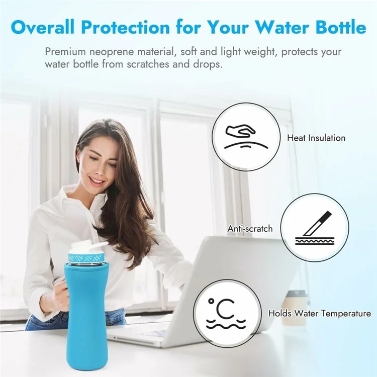 For Cirkul 22oz Water Bottle Protective Cover Moisture Absorbing Insulated Neoprene Sleeve - Blue