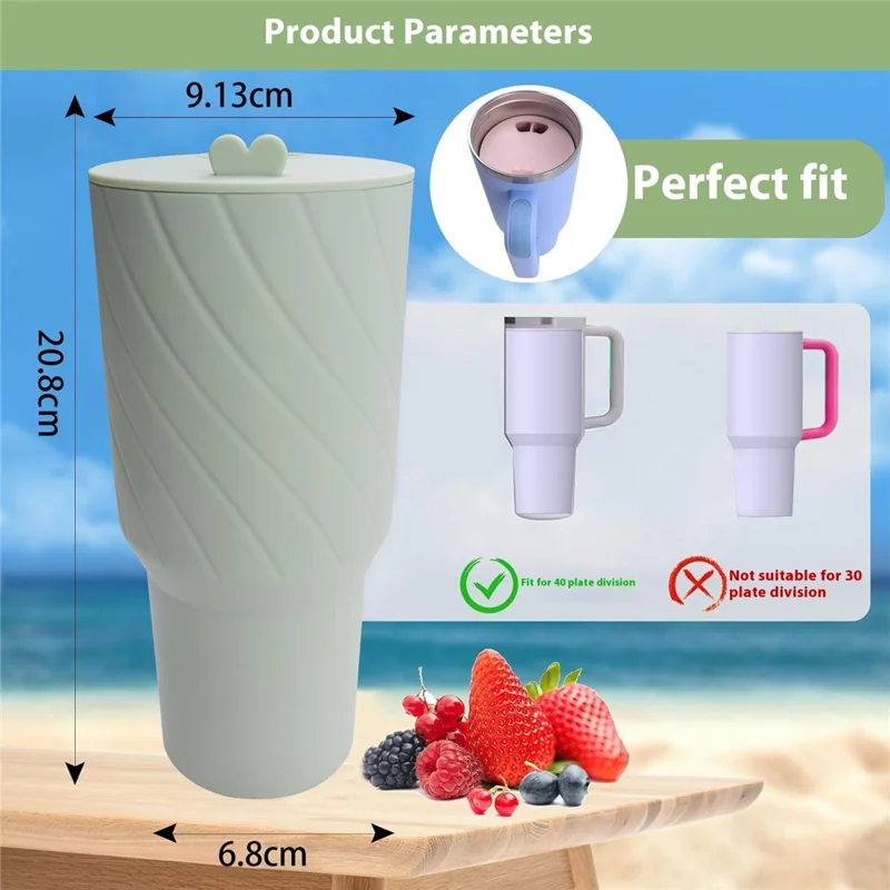 For Stanley 40oz Cup 2-Divided Silicone Liner 2 Compartment Water Cup Lining (BPA Free, No FDA) - Pink