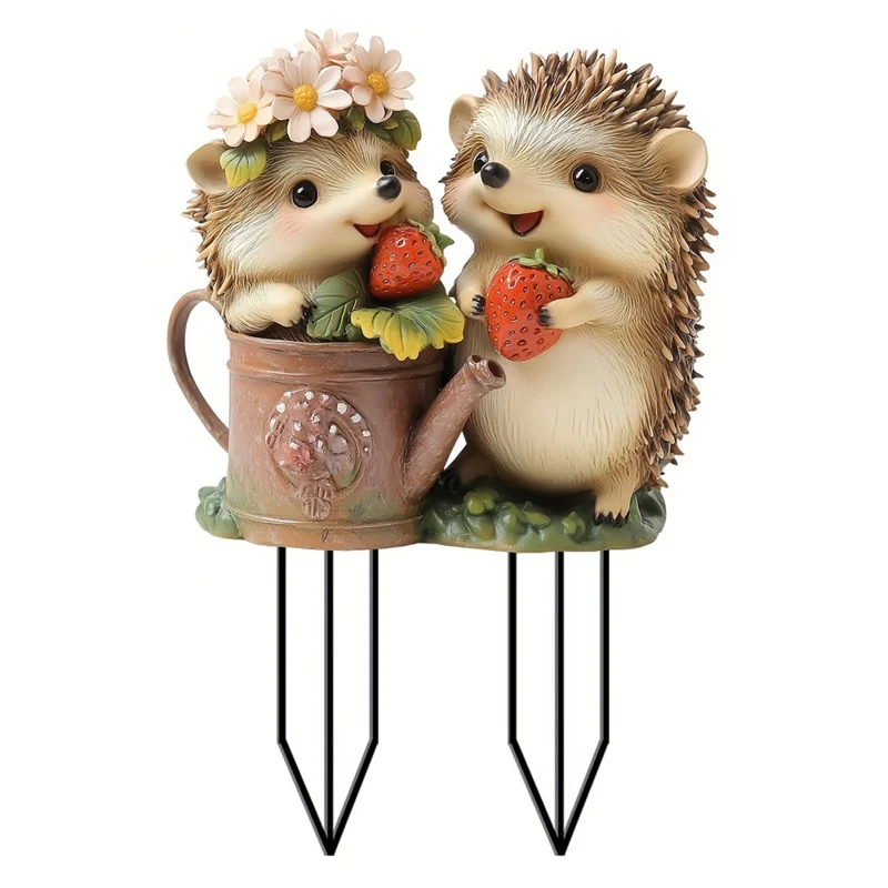 Acrylic Hedgehogs Pot Decoration Statue Potted Plant Decor Ground Plug Waterproof
