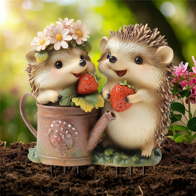 Acrylic Hedgehogs Pot Decoration Statue Potted Plant Decor Ground Plug Waterproof