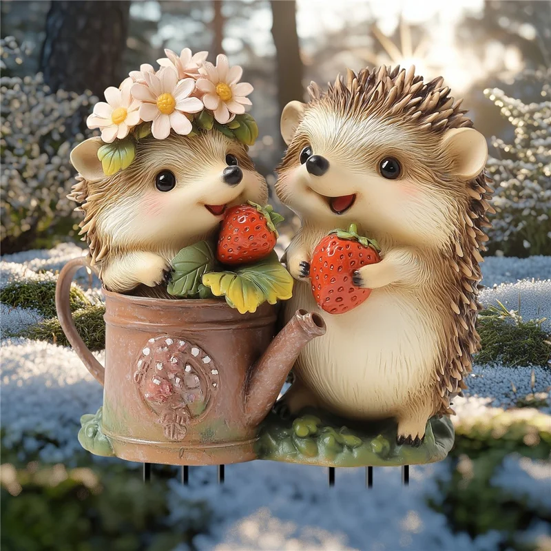 Acrylic Hedgehogs Pot Decoration Statue Potted Plant Decor Ground Plug Waterproof