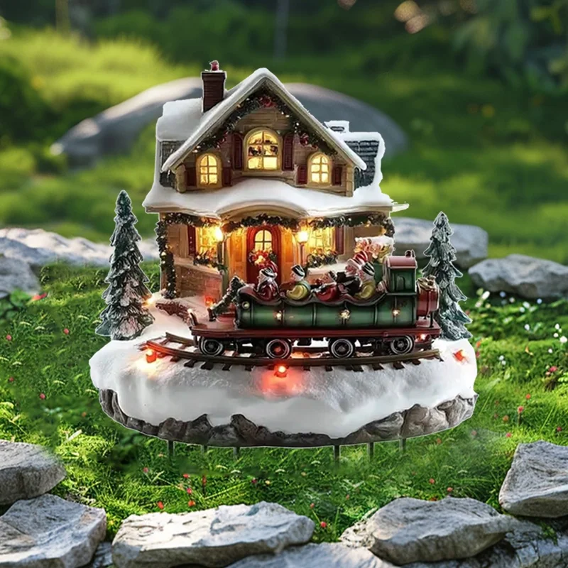Christmas Garden Stake Acrylic Holiday Decor Potted Plant Decor Winter House Plug