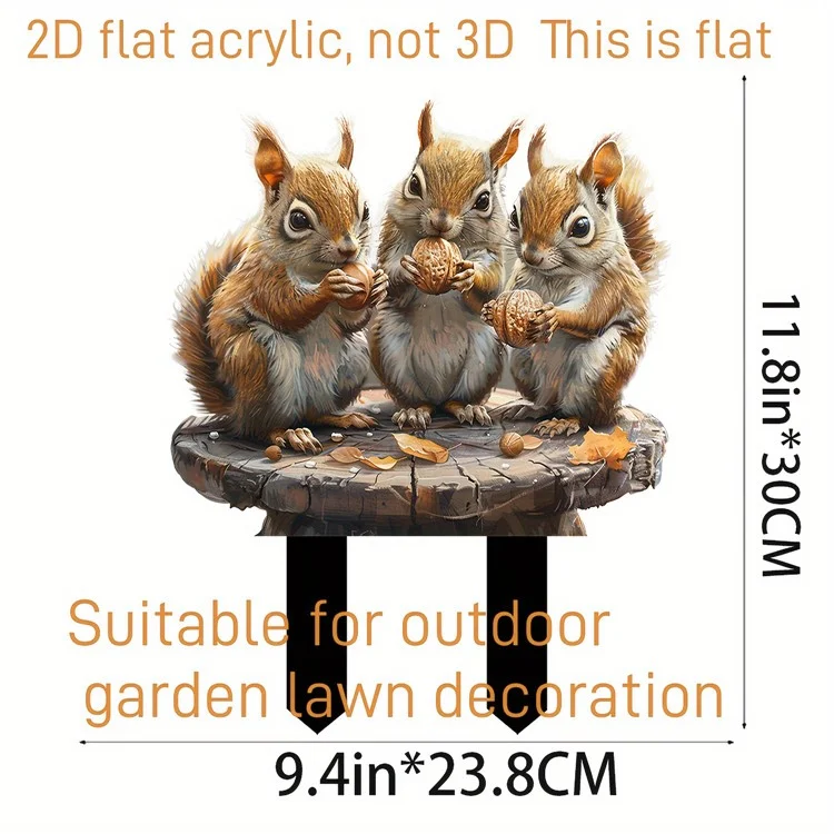 Three Squirrels Flower Pot Decoration Acrylic Garden Stake Courtyard Garden Ground Plugs