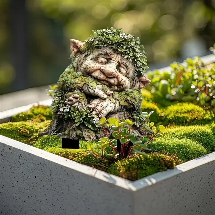 Sleeping Tree Elf Flower Pot Decoration Acrylic Waterproof Garden Stake Courtyard Garden Ground Plug