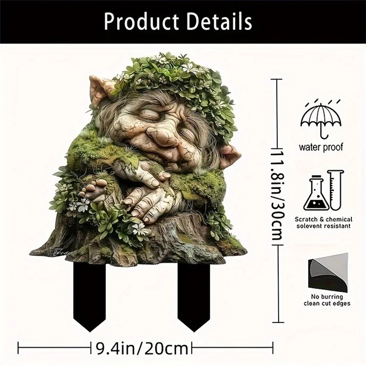 Sleeping Tree Elf Flower Pot Decoration Acrylic Waterproof Garden Stake Courtyard Garden Ground Plug