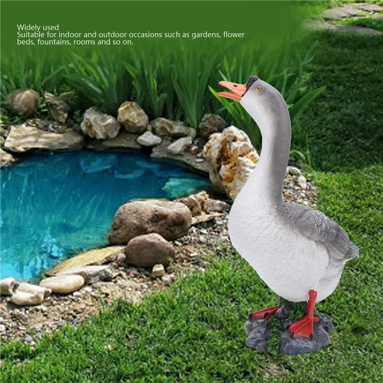 Resin Craft Goose Ornament Garden Courtyard Balcony Waterscape Goose Sculpture Decoration - Grey