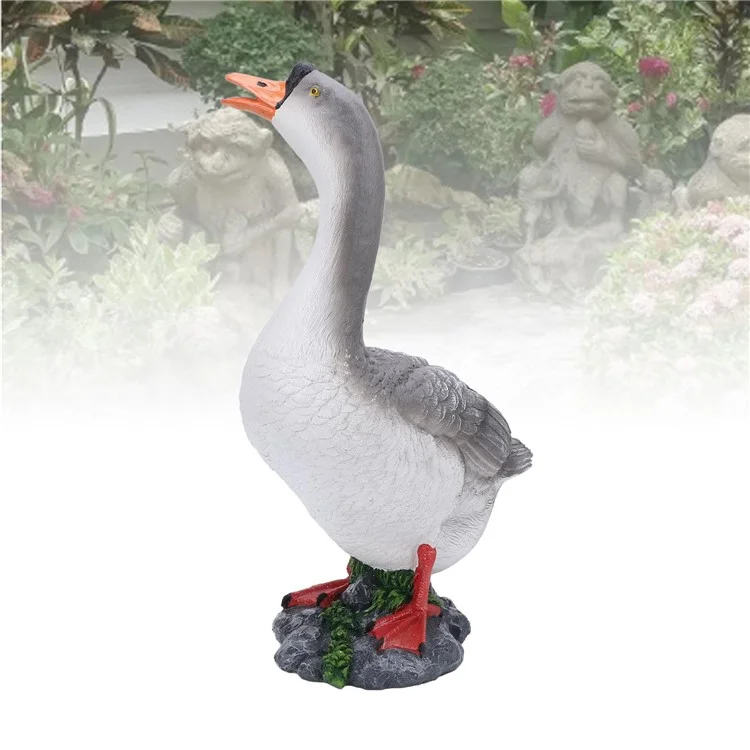 Resin Craft Goose Ornament Garden Courtyard Balcony Waterscape Goose Sculpture Decoration - Grey