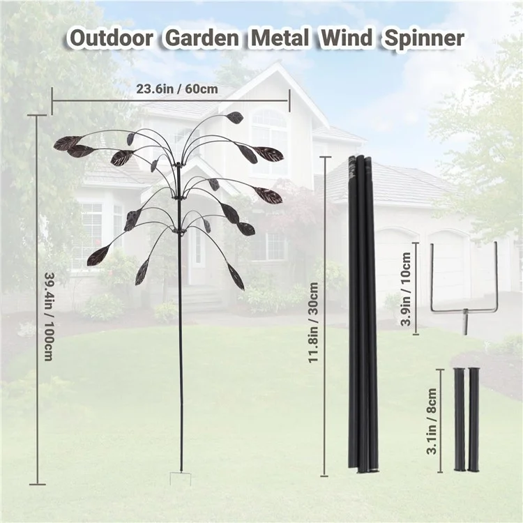 Outdoor-Garten Yard Wind Power Spinner Eisen Kunst dekorative rotierende Blätter Windmühle