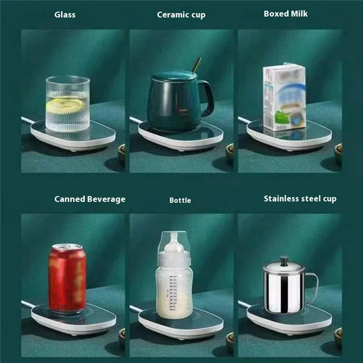 Smart Ceramic Coffee Mug Set 55-Degree Constant Temperature Heating Coaster Warmer Milk Heater - Green