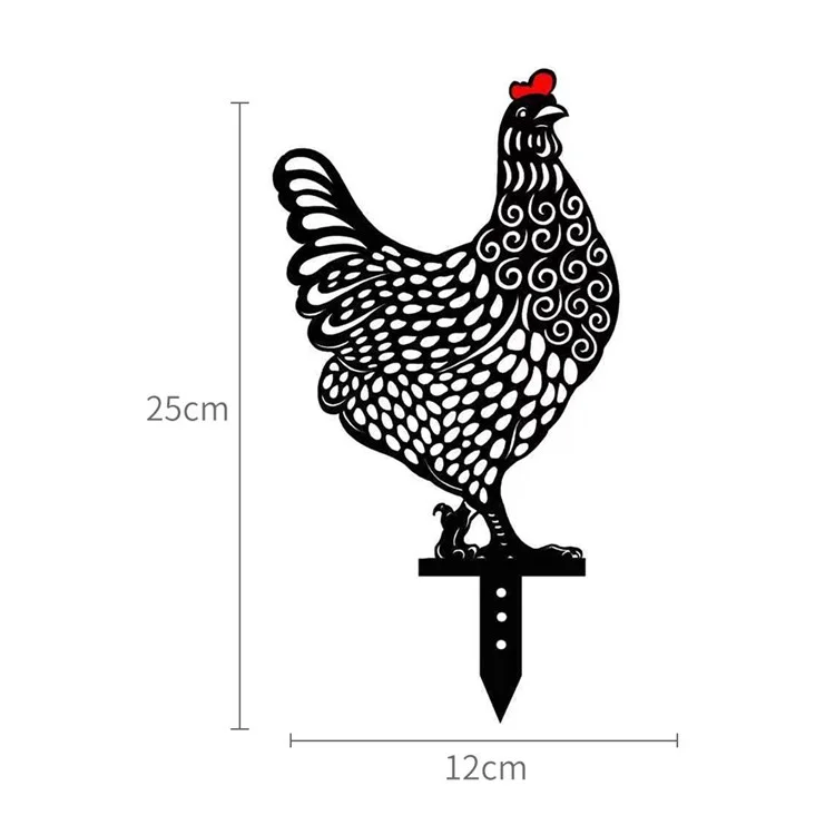 5 Stück / Set Garten Henne Hühner Yard Art Bodendekoration Tierschattensilhouette Gartenstecker