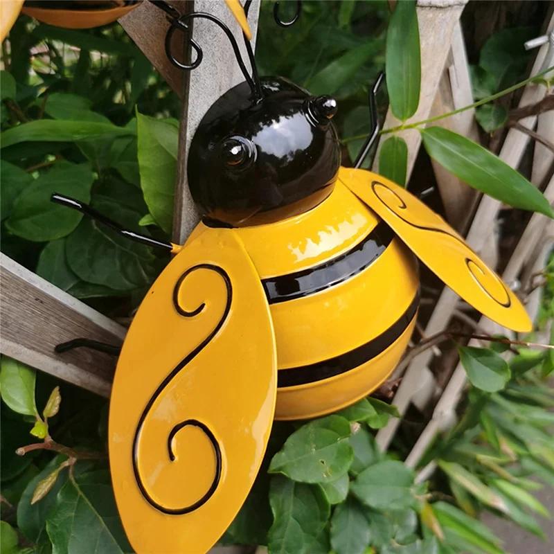 4Pcs TYMF 3D Bee Wall Hanging Decoration Garden Yard Home Iron Art Ornament