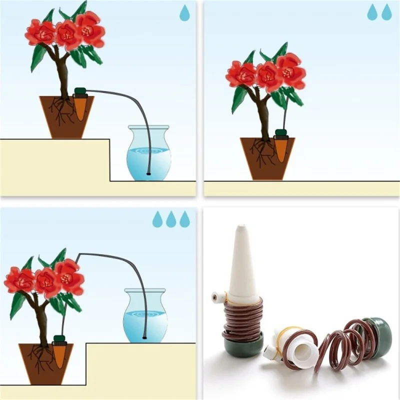 10 pots de fleurs en PP + céramique avec système d'irrigation goutte-à-goutte automatique pour bonsaï