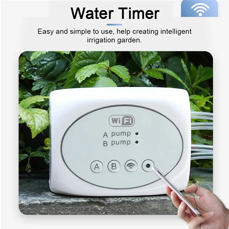 Dualpumpen-Fernwasserzeitschalter Pflanzsubtrat Smart WiFi Bewässerungsgerät mit 20m Wasserschlauch+30 Emitter 