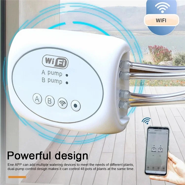 Dualpumpen-Fernwasserzeitschalter Pflanzsubtrat Smart WiFi Bewässerungsgerät mit 20m Wasserschlauch+30 Emitter 