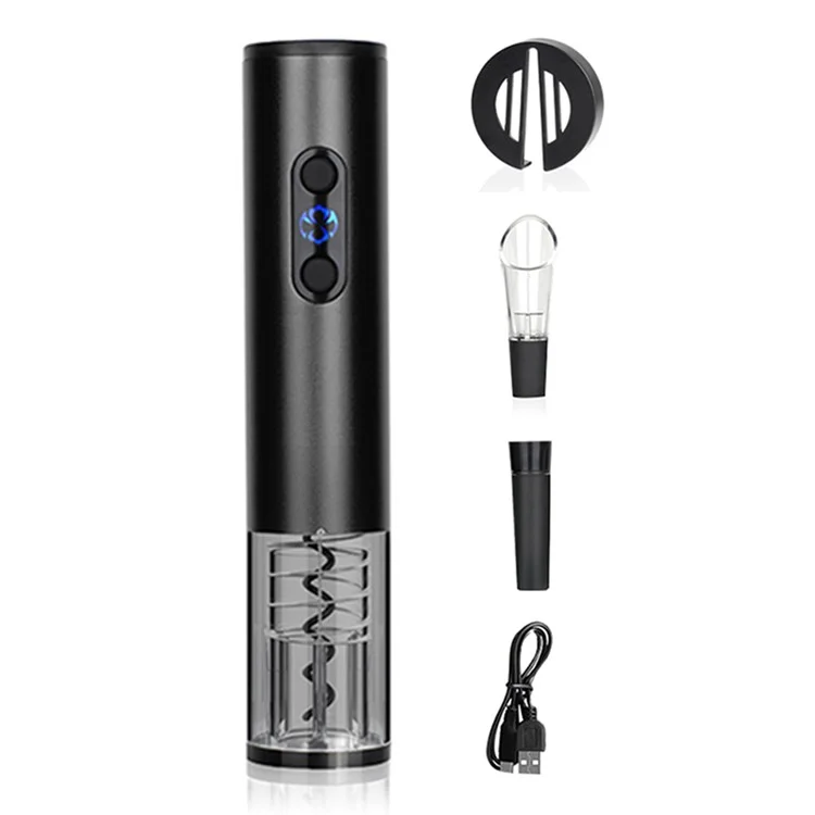 SW-WG25U Apribottiglie ricaricabile con tappo sottovuoto e taglia-capsula per vino - Nero